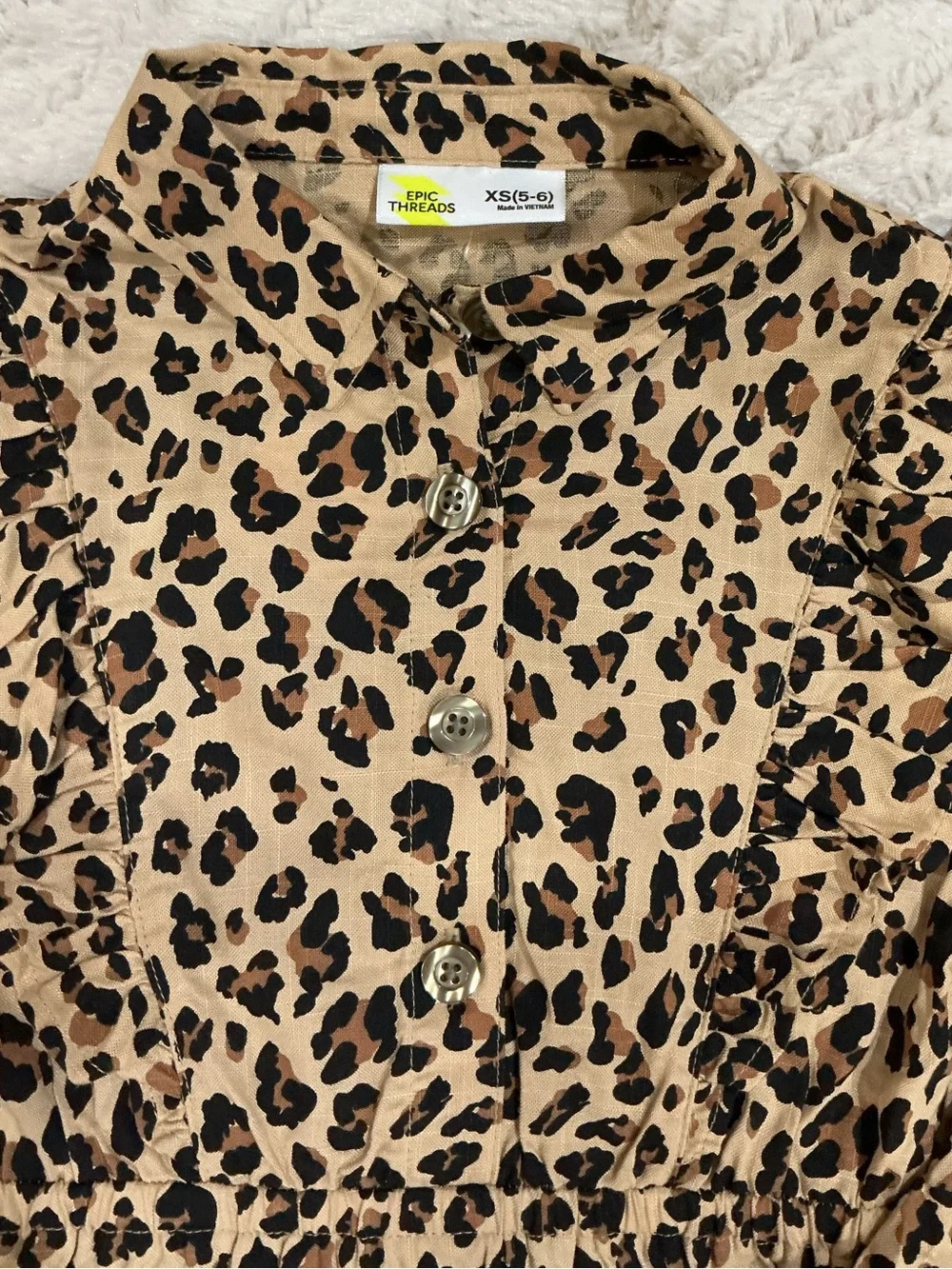 Epic Threads Beige and Black Leopard Print Ruffle Dress